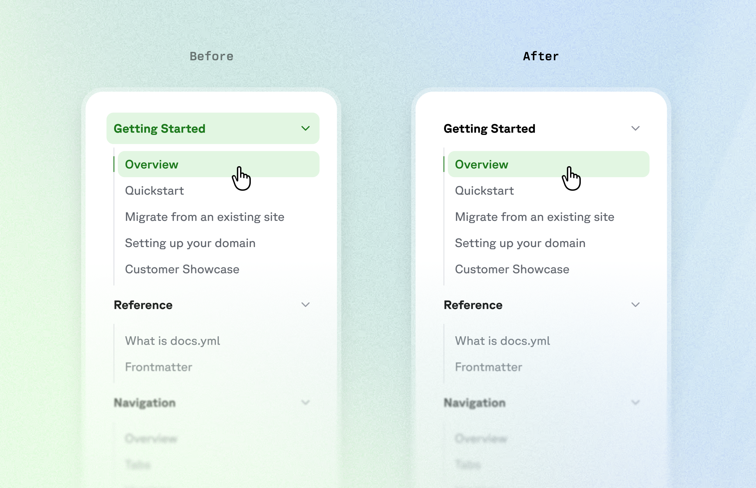 Sidebar active states